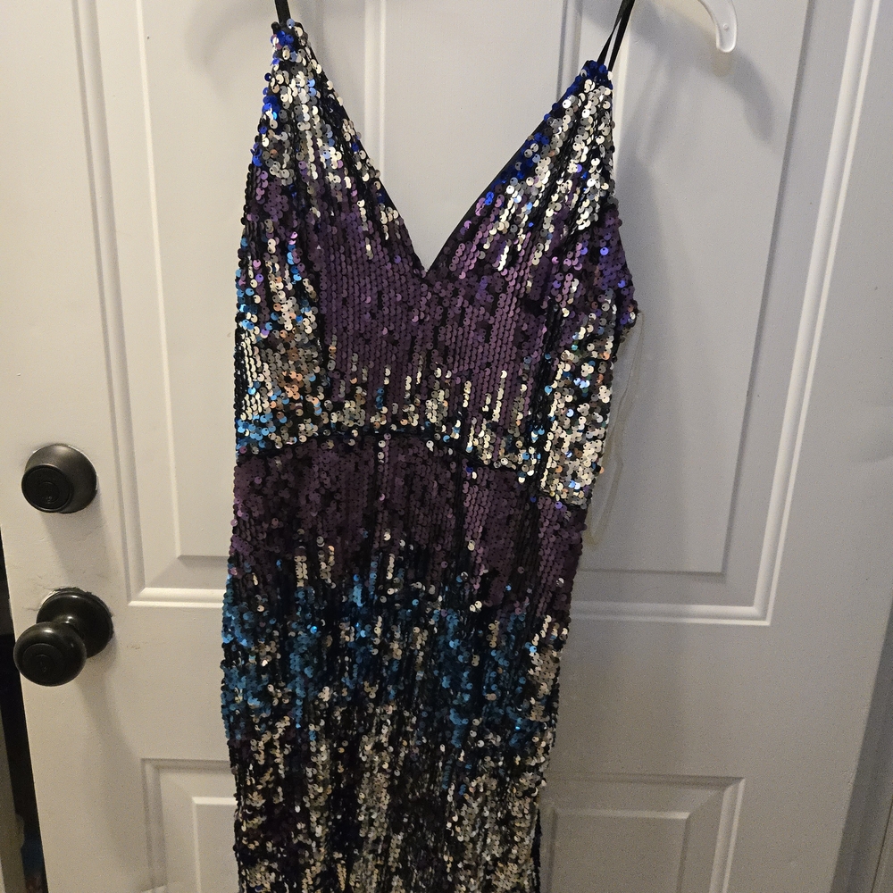 Fashion Nova Purple and Blue Sequin Dress